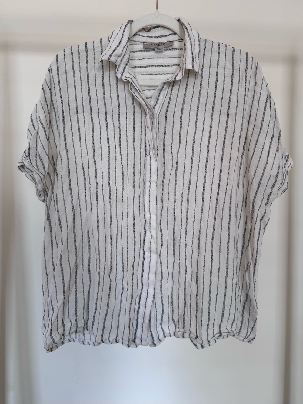 AllSaints White Button-Up Shirt with Backless Opening